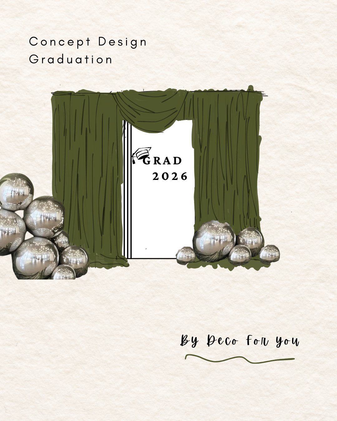 Olive green graduation backdrop concept design